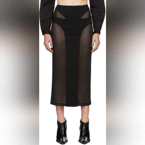 DION LEE Midi Powertulle Sheer Panel Contour Skirt - Picture 1 of 7